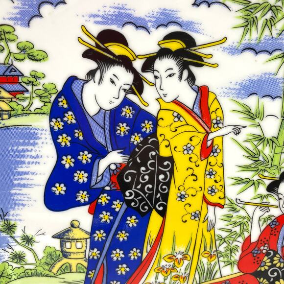 Vtg Japanese Geishas Plate Gion Style Collectible Asian Wall Decorative Plate - Picture 2 of 10